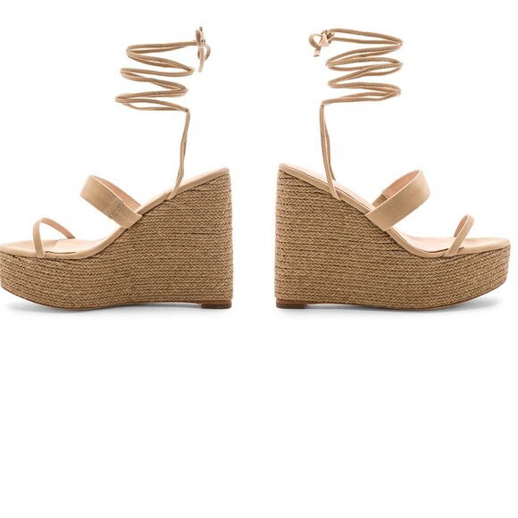 Raye Jesse Wedge - Strappy Wrap Ankle Tie Jute Wedges - Tan/Nude - Size 7.5 - Picture 3 of 14